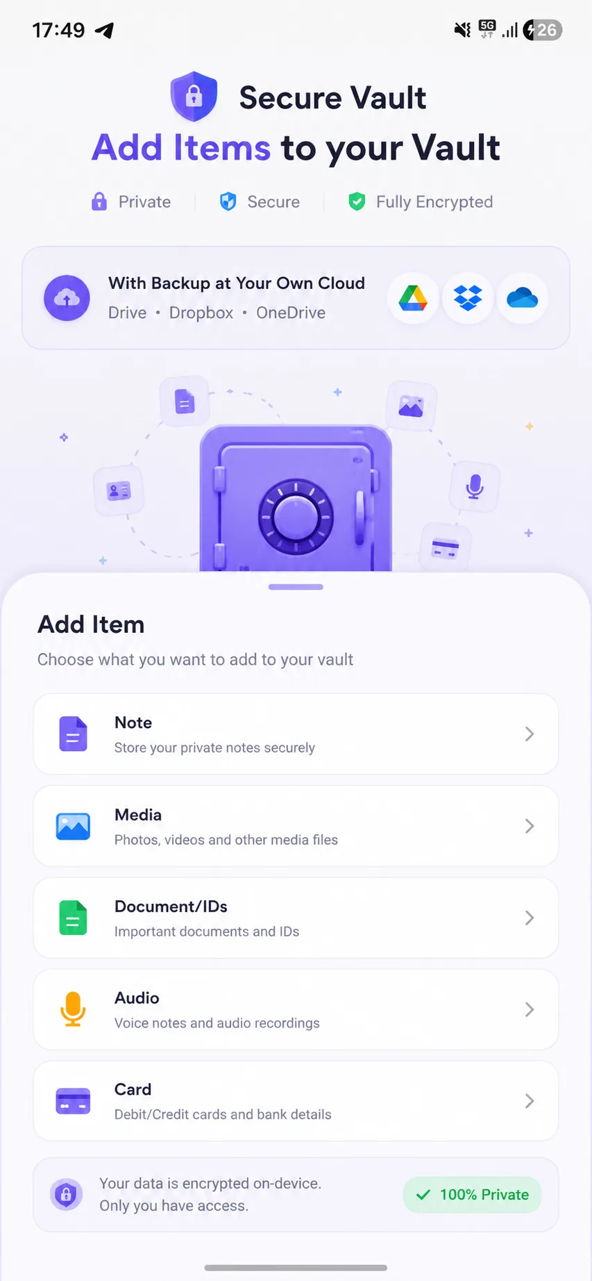 Secure vault screen