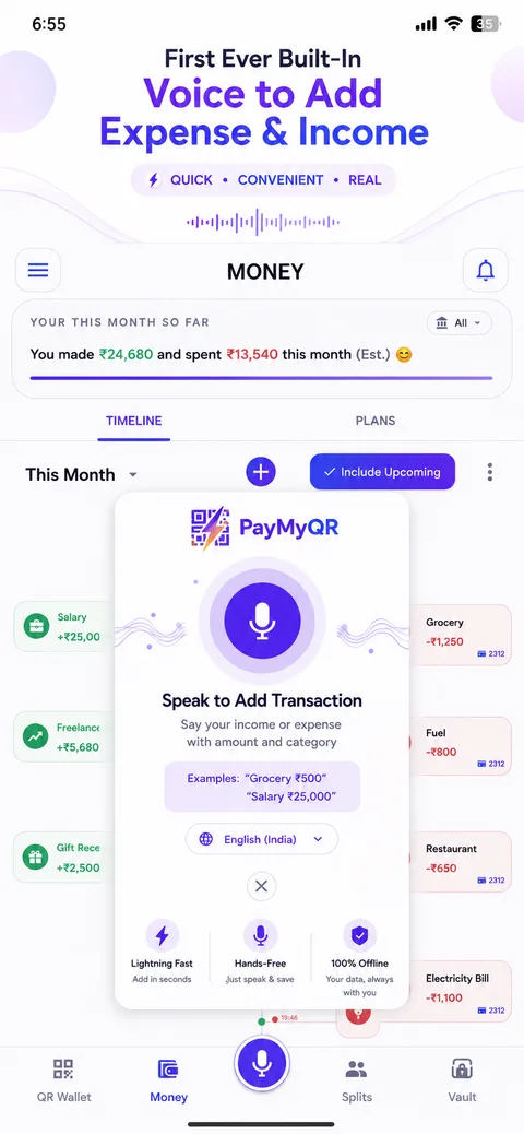 Voice to add expense